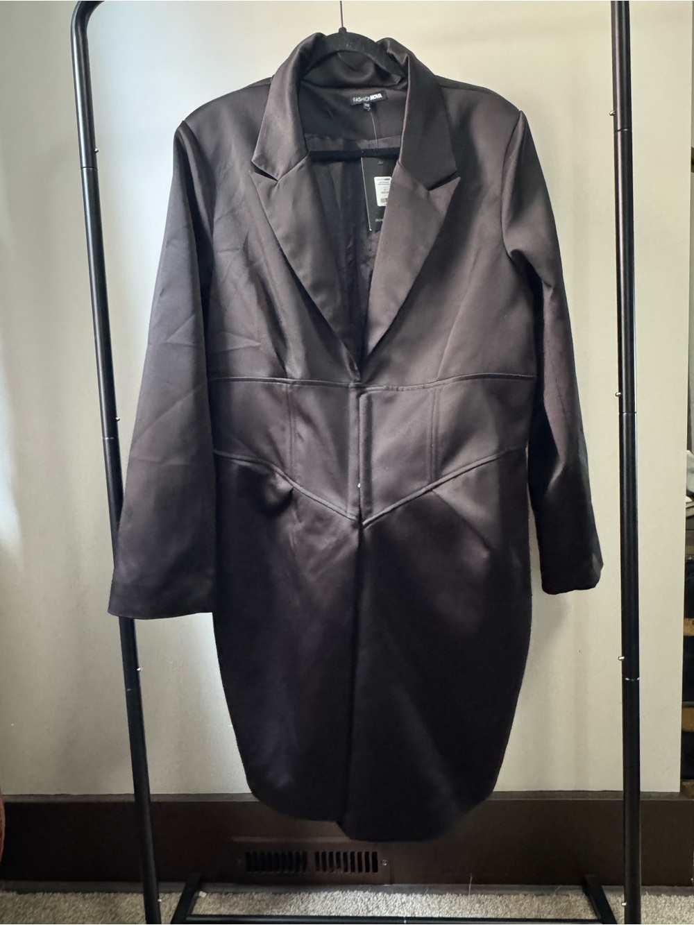 Fashion Nova Black Satin Blazer Dress